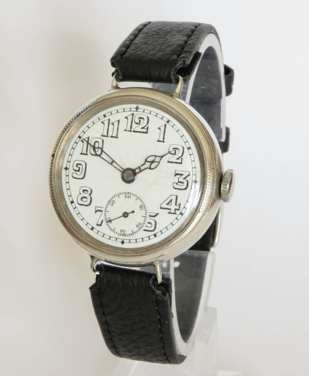 Antique silver trench watch, 1918