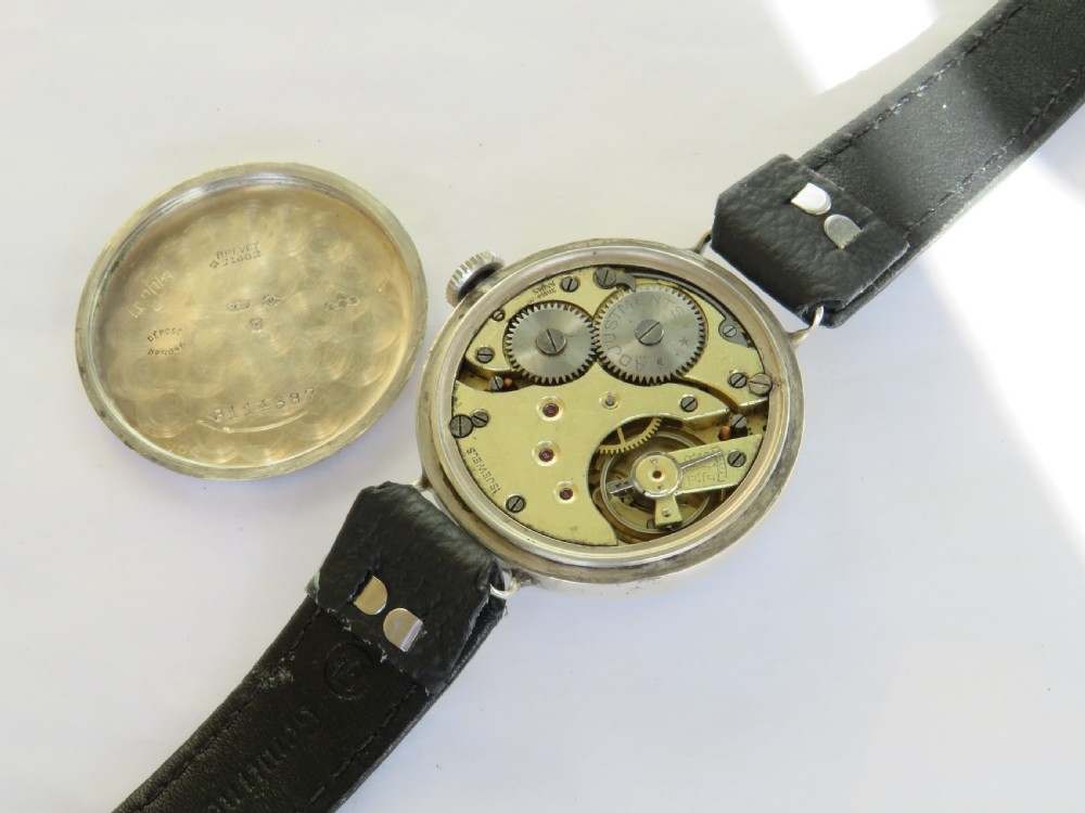 Antique silver trench watch, 1918 View III