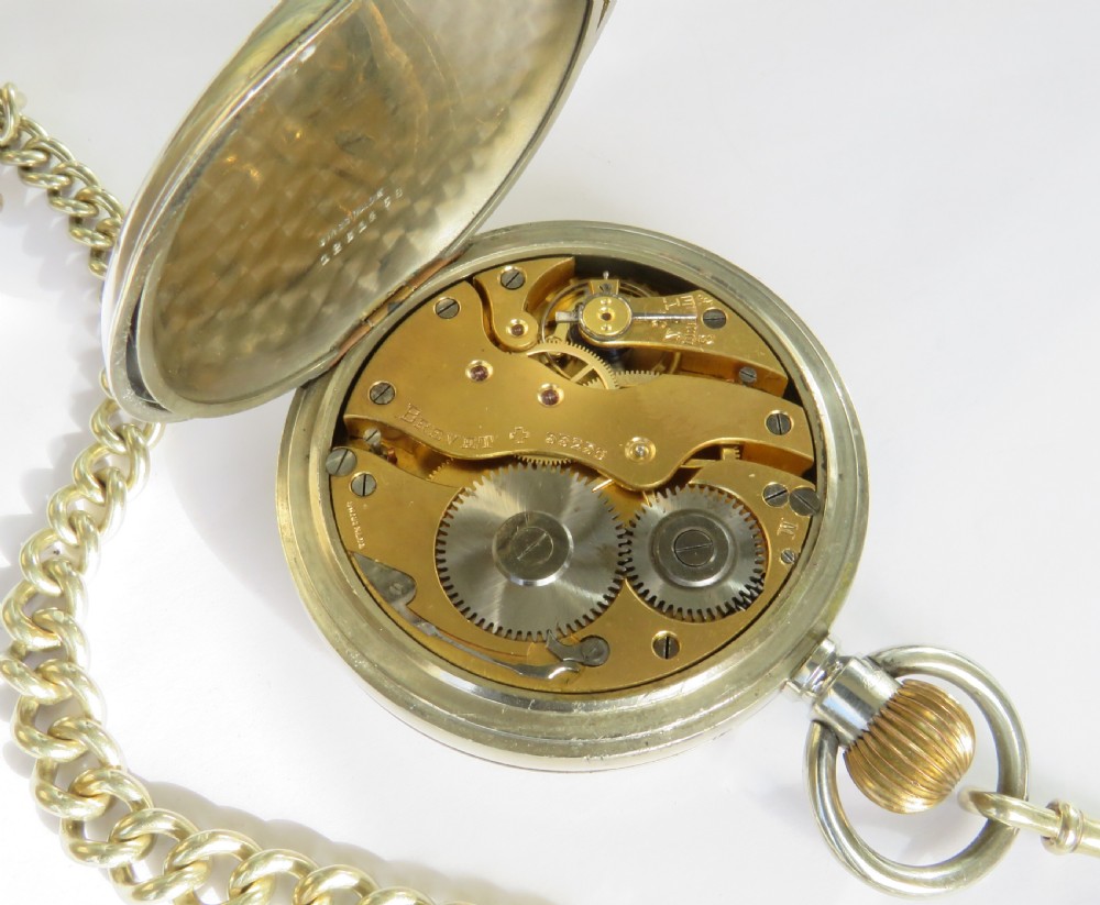 Antique Doxa goliath pocket watch and chain View III