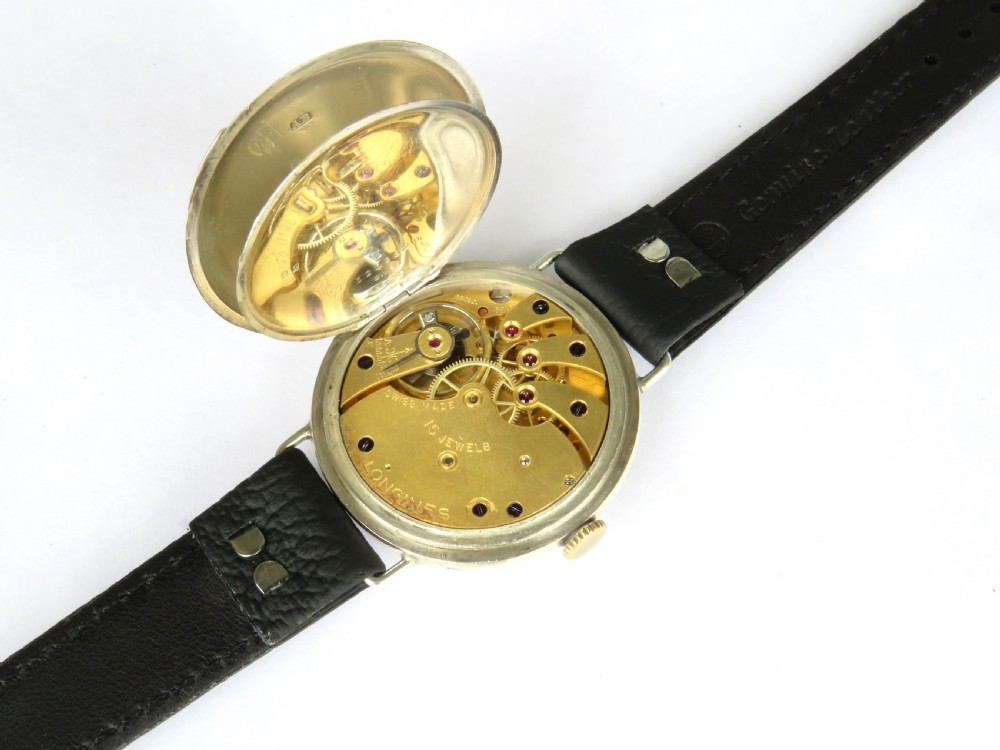 Antique silver Longines wrist watch, 1933 View III