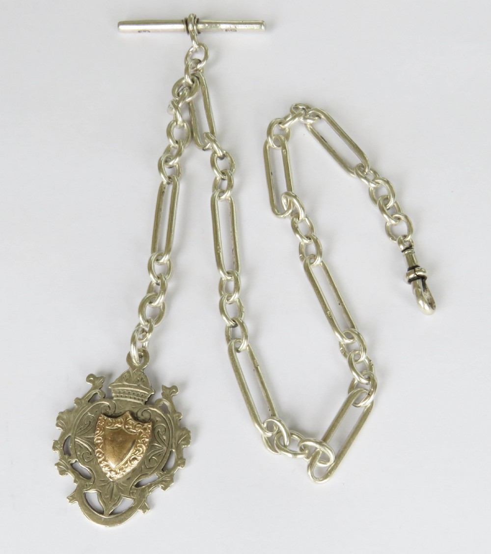 Antique silver Churchill chain and fob