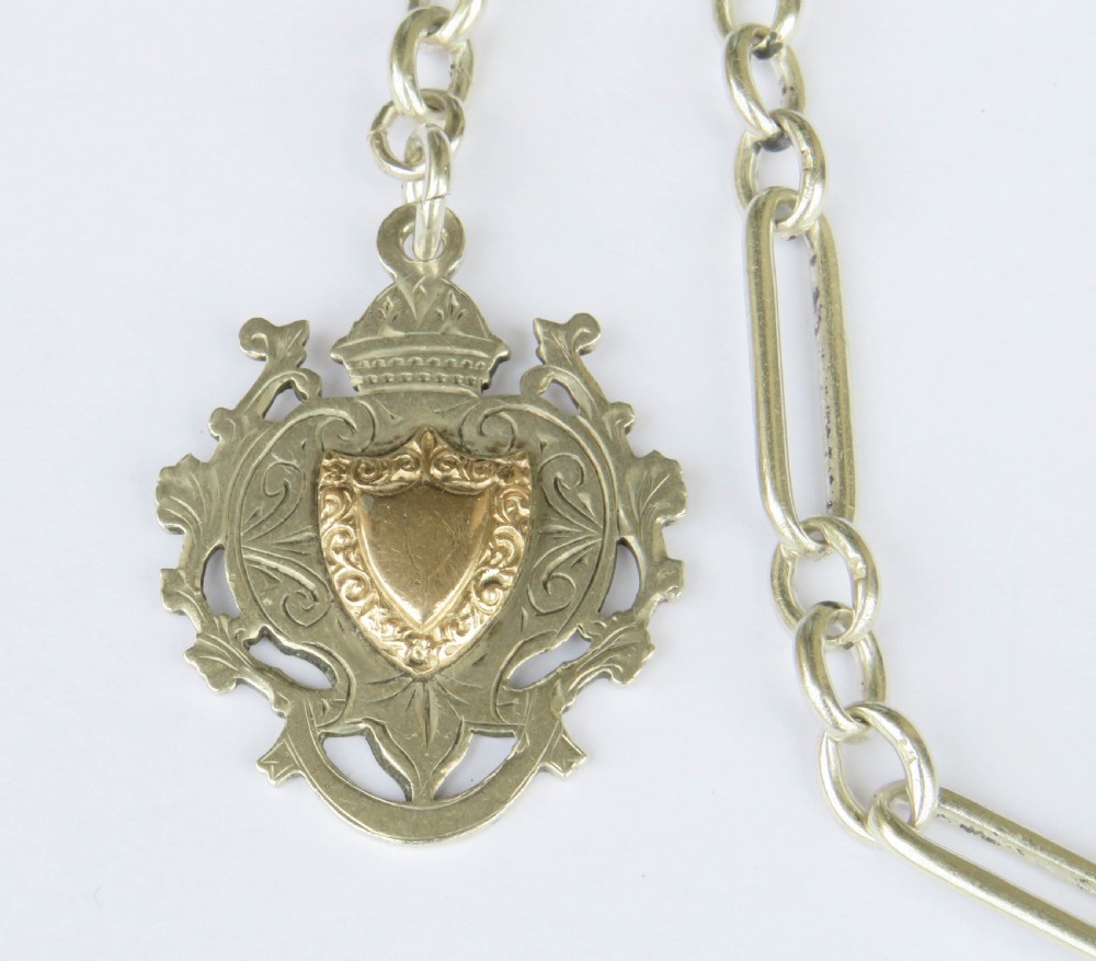 Antique silver Churchill chain and fob View II