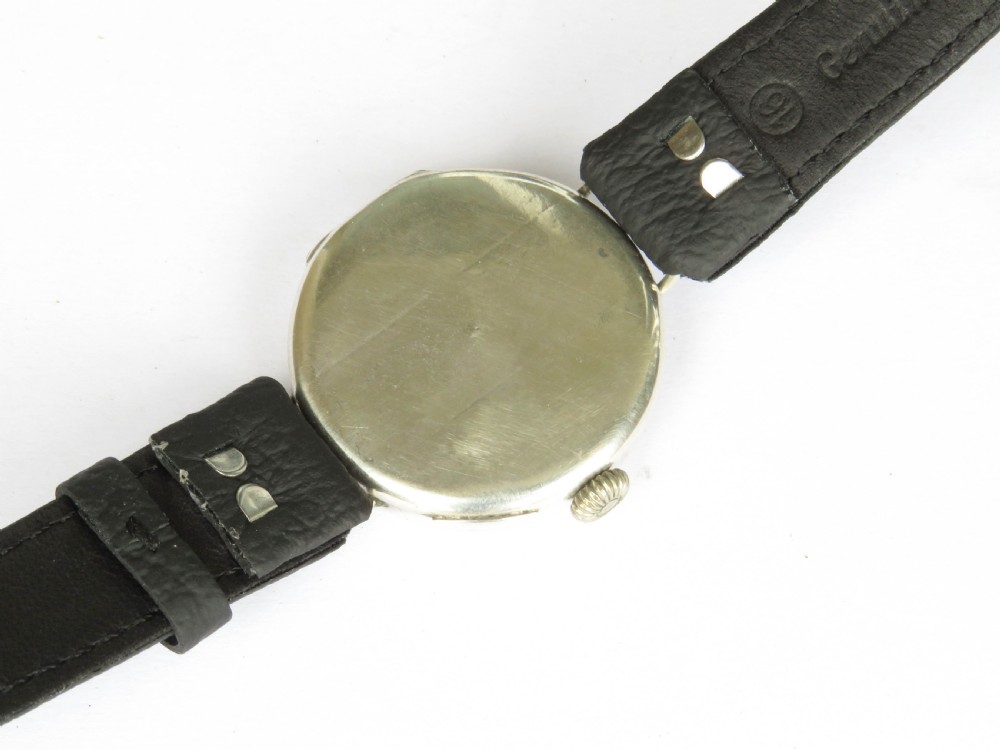 Gents antique silver trench watch, 1916 View V