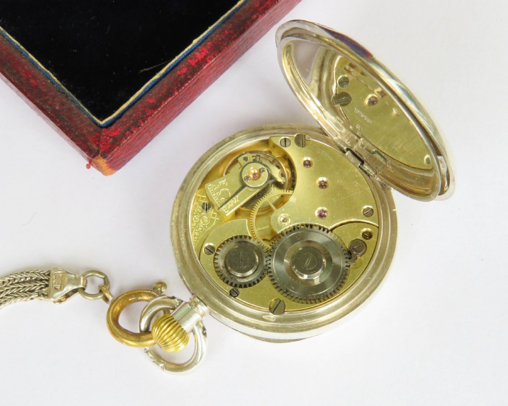 Antique silver Omega fob watch and chain View IV