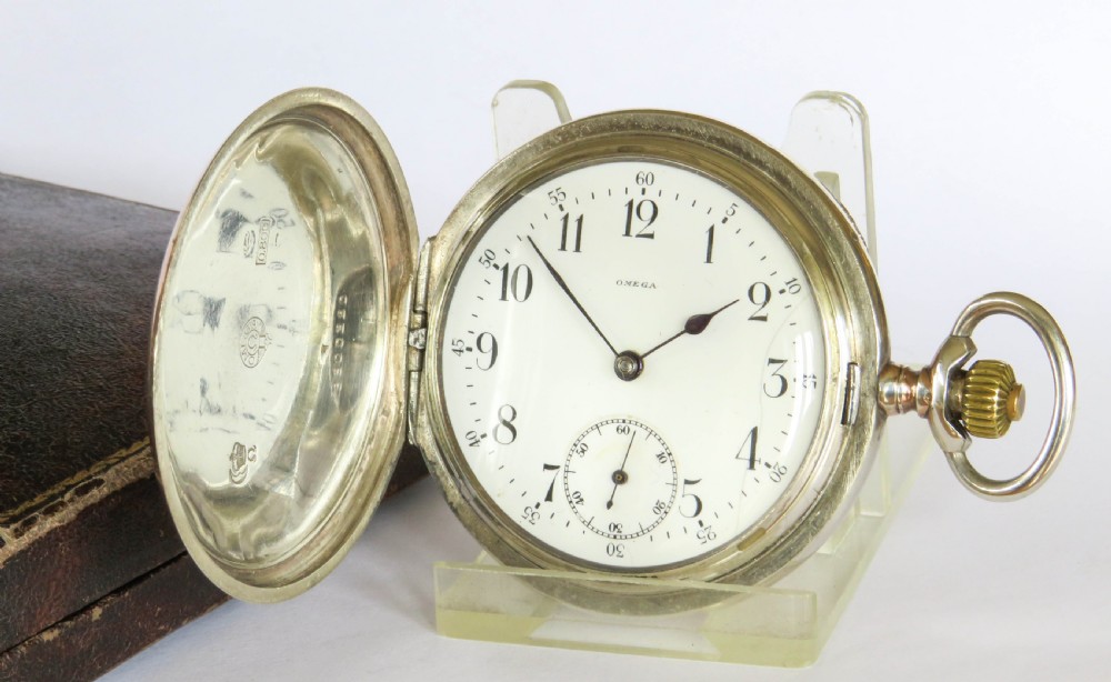 Antique Omega silver full hunter pocket watch