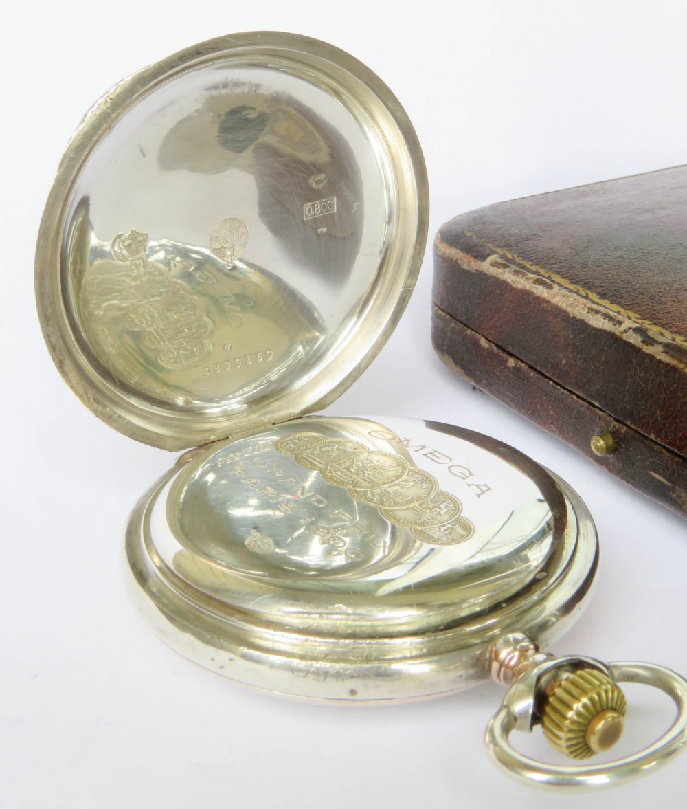 Antique Omega silver full hunter pocket watch View IV