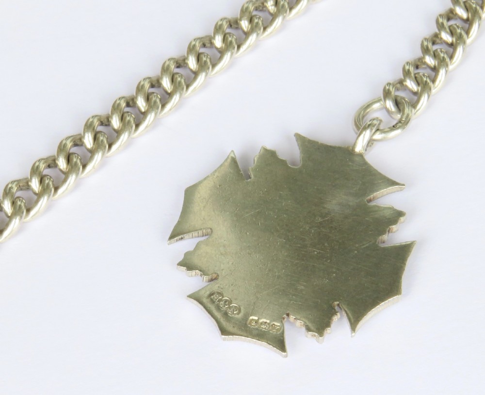 Antique 1920s silver watch chain and fob View III