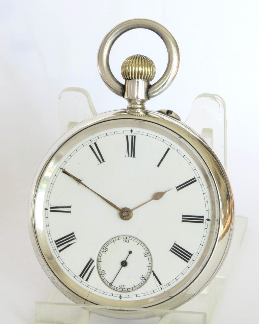 Antique silver English pocket watch, 1895