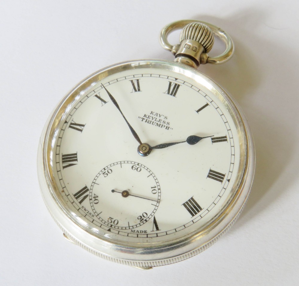 1929 silver Kays Keyless “Triumph” pocket watch View II