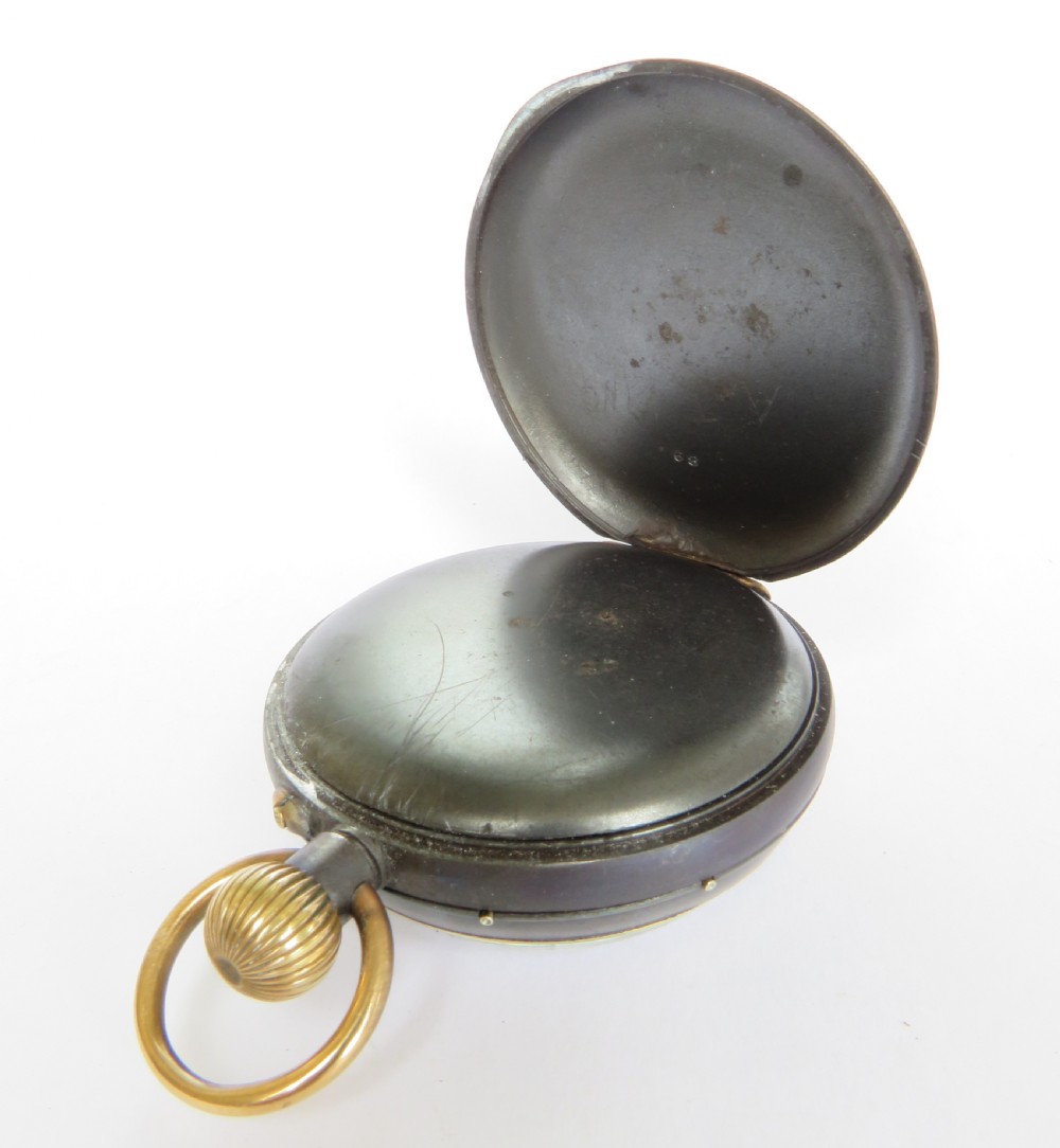 Antique gun metal calendar pocket watch View III