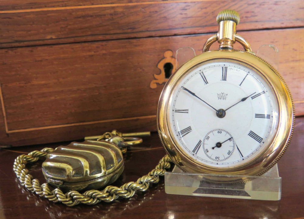 Antique Waterbury Watch Co pocket watch & chain
