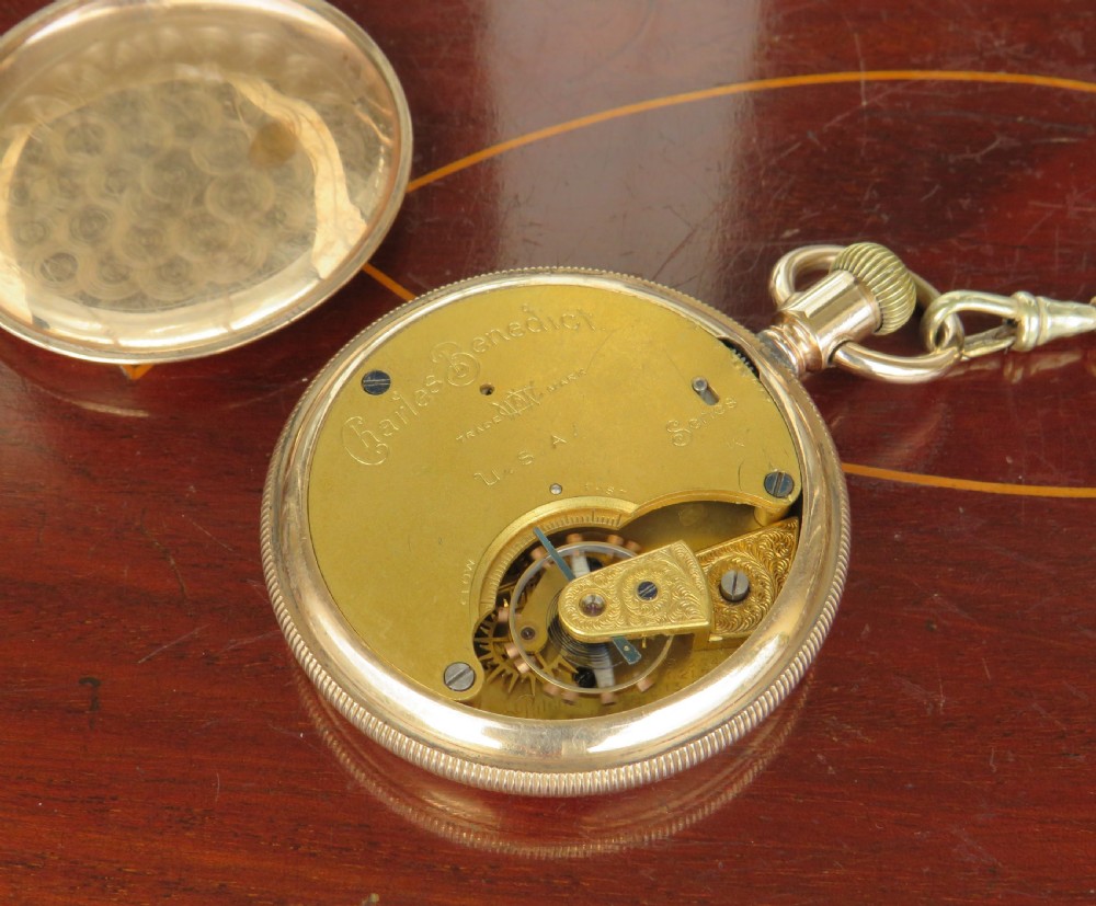 Antique Waterbury Watch Co pocket watch & chain View III