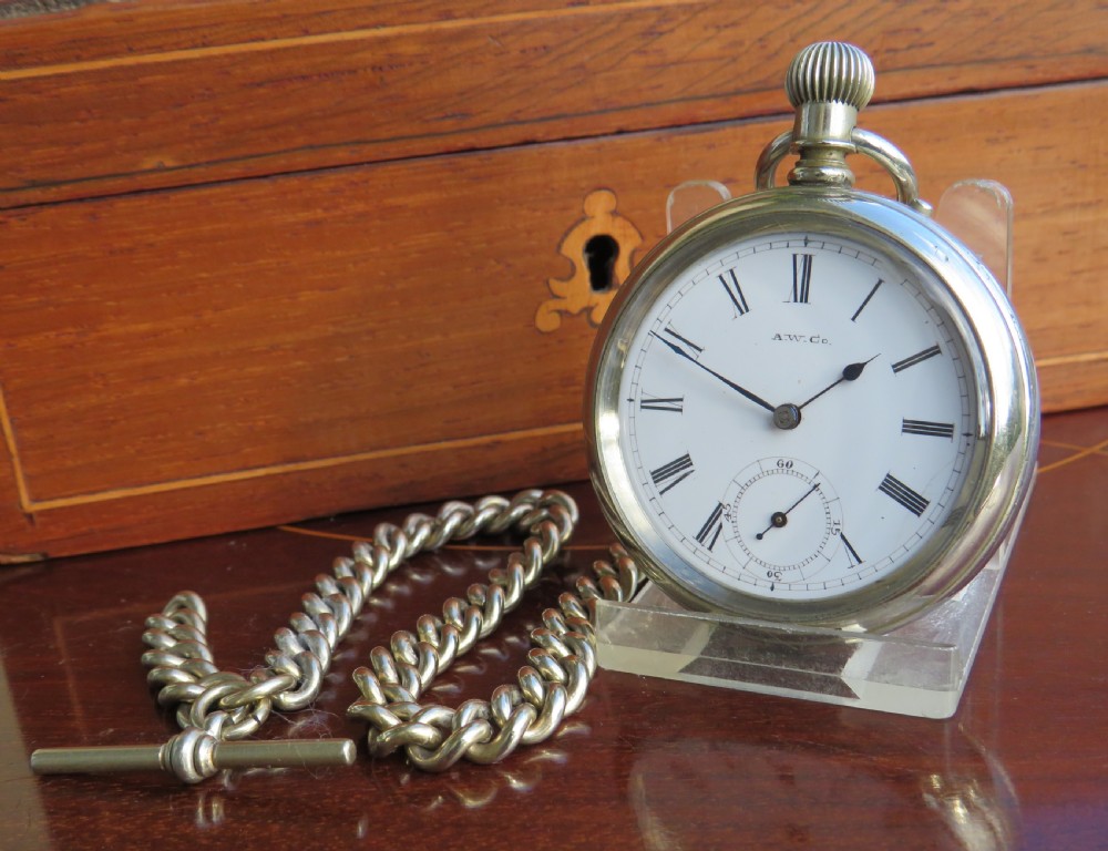 Antique Waltham Bond Street pocket watch & chain