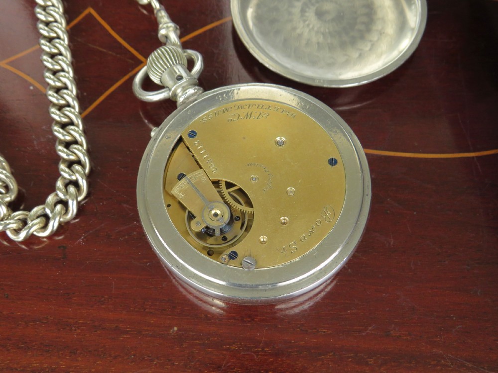 Antique Waltham Bond Street pocket watch & chain View III
