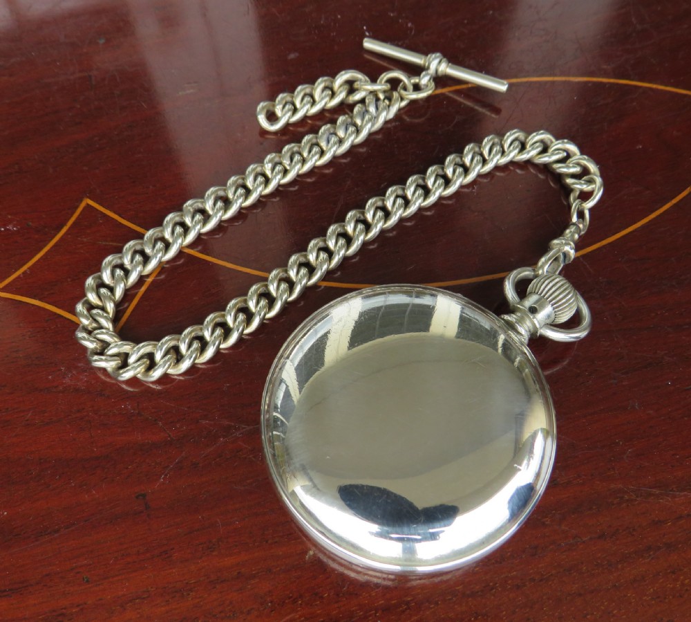 Antique Waltham Bond Street pocket watch & chain View IV