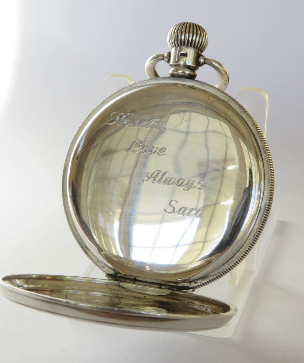 Antique Silver Revue Prima Pocket Watch & Chain View V