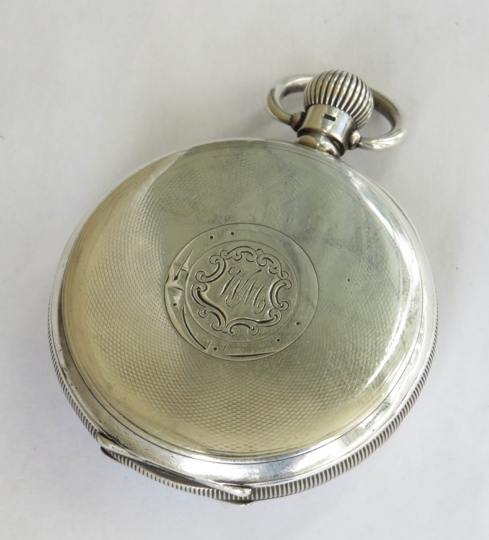 Antique Silver Revue Prima Pocket Watch & Chain View VII