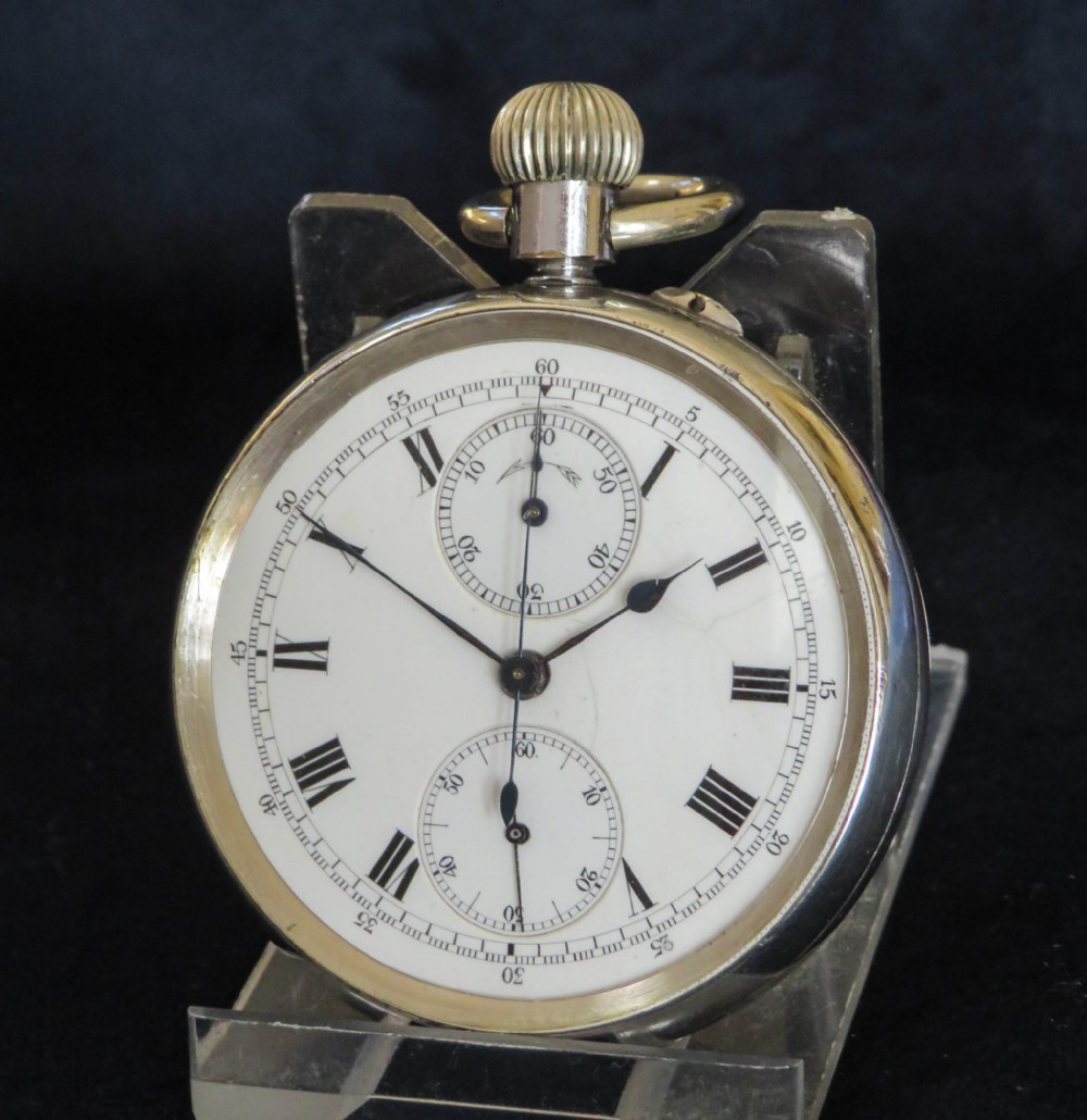 Antique silver Stauffer chronograph pocket watch