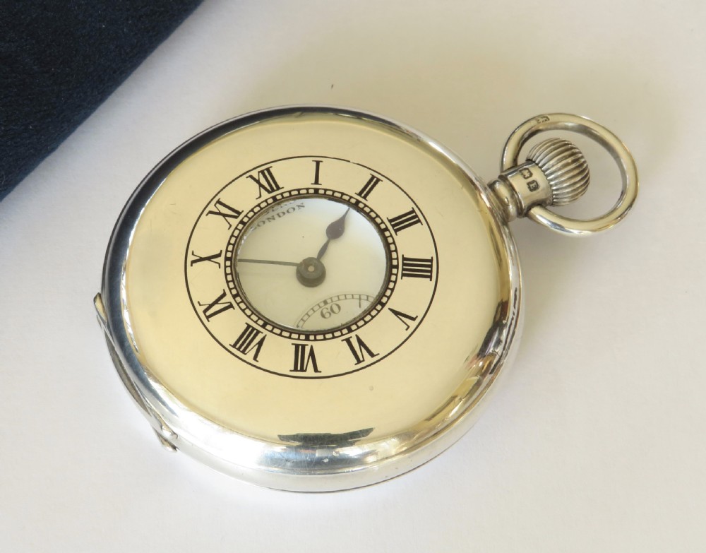Antique silver Revue half hunter pocket watch for J W Benson