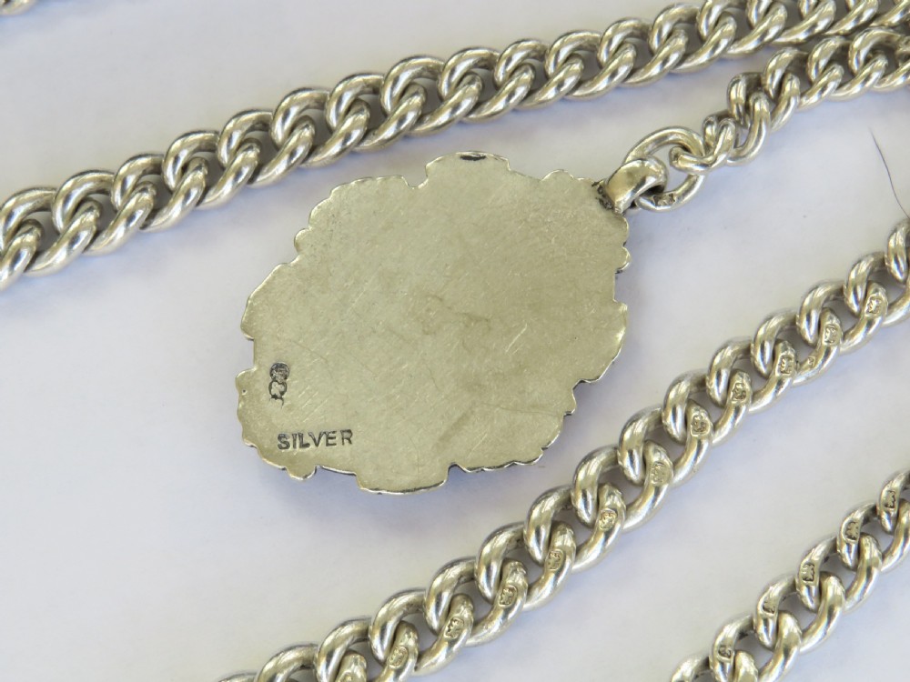 Antique silver double watch chain and fob, 1912 View II