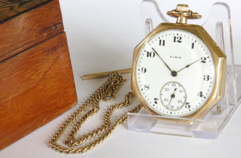 1919 Elgin pocket watch and chain