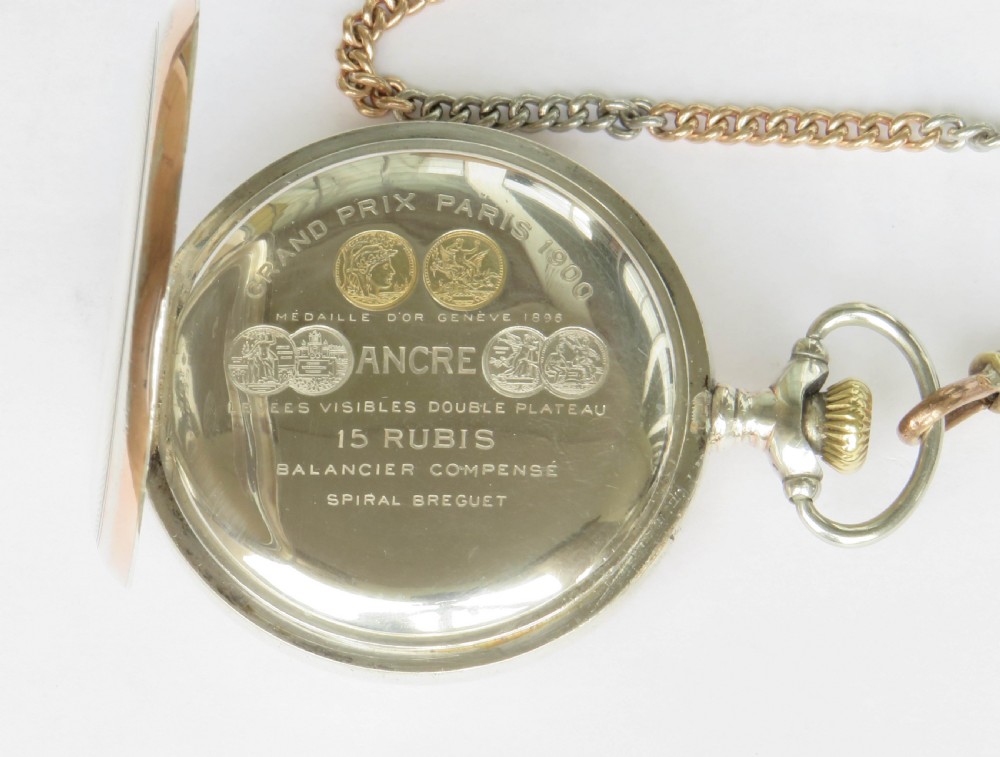 Antique silver Zenith pocket watch and chain View III