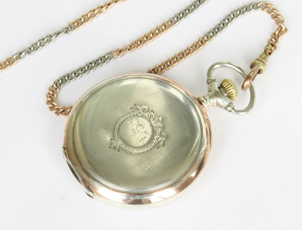 Antique silver Zenith pocket watch and chain View V