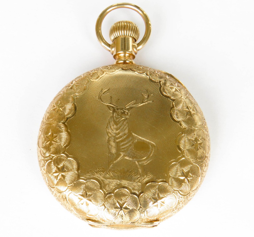 Antique Waltham full hunter stag pocket watch