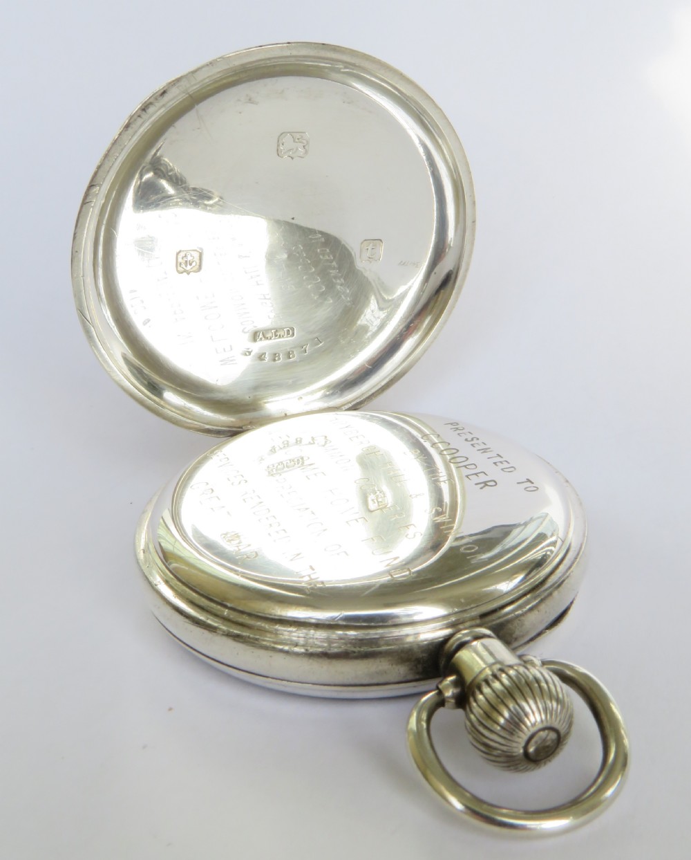 Silver Waltham pocket watch, Great War presentation View V