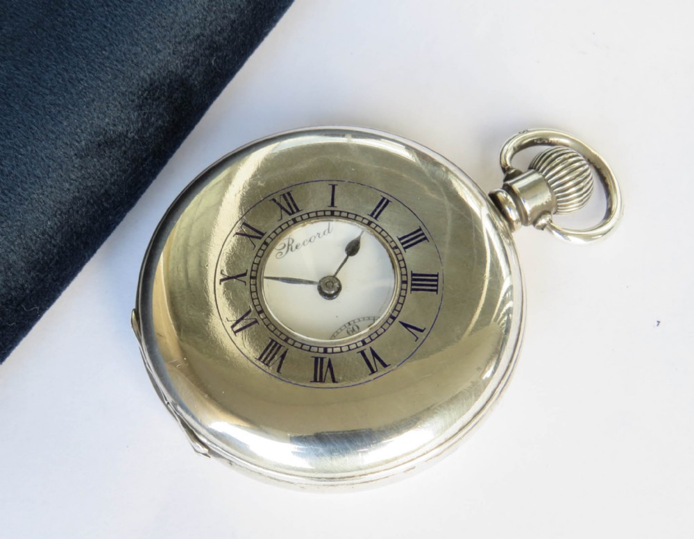 Silver Record half hunter pocket watch, 1922