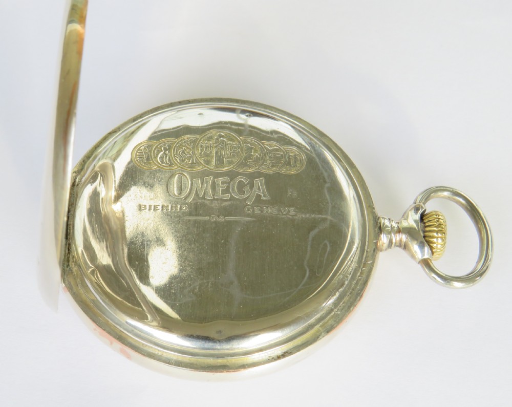 Antique silver Omega pocket watch, 1930 View III