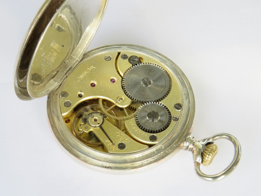 Antique silver Omega pocket watch, 1930 View V