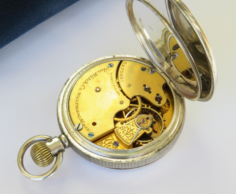 Antique silver Waltham pocket watch, 1893 View III