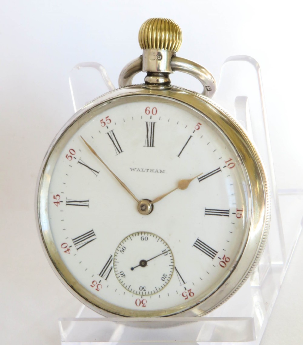 Antique silver Waltham Riverside pocket watch, c1890