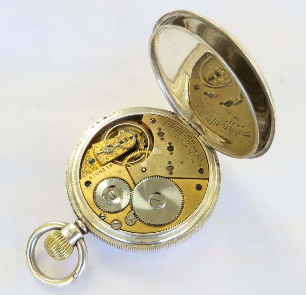 Antique silver Waltham Riverside pocket watch, c1890 View IV