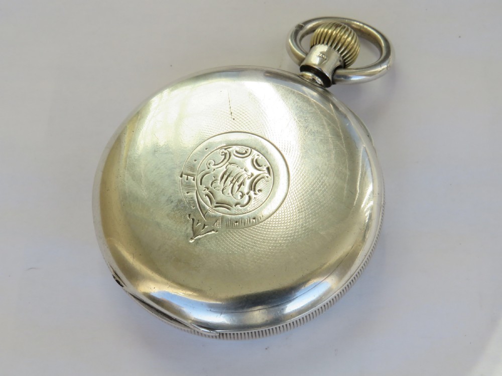 Antique silver Waltham Riverside pocket watch, c1890 View V