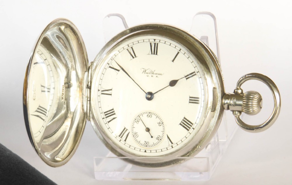 Antique silver Waltham full hunter pocket watch