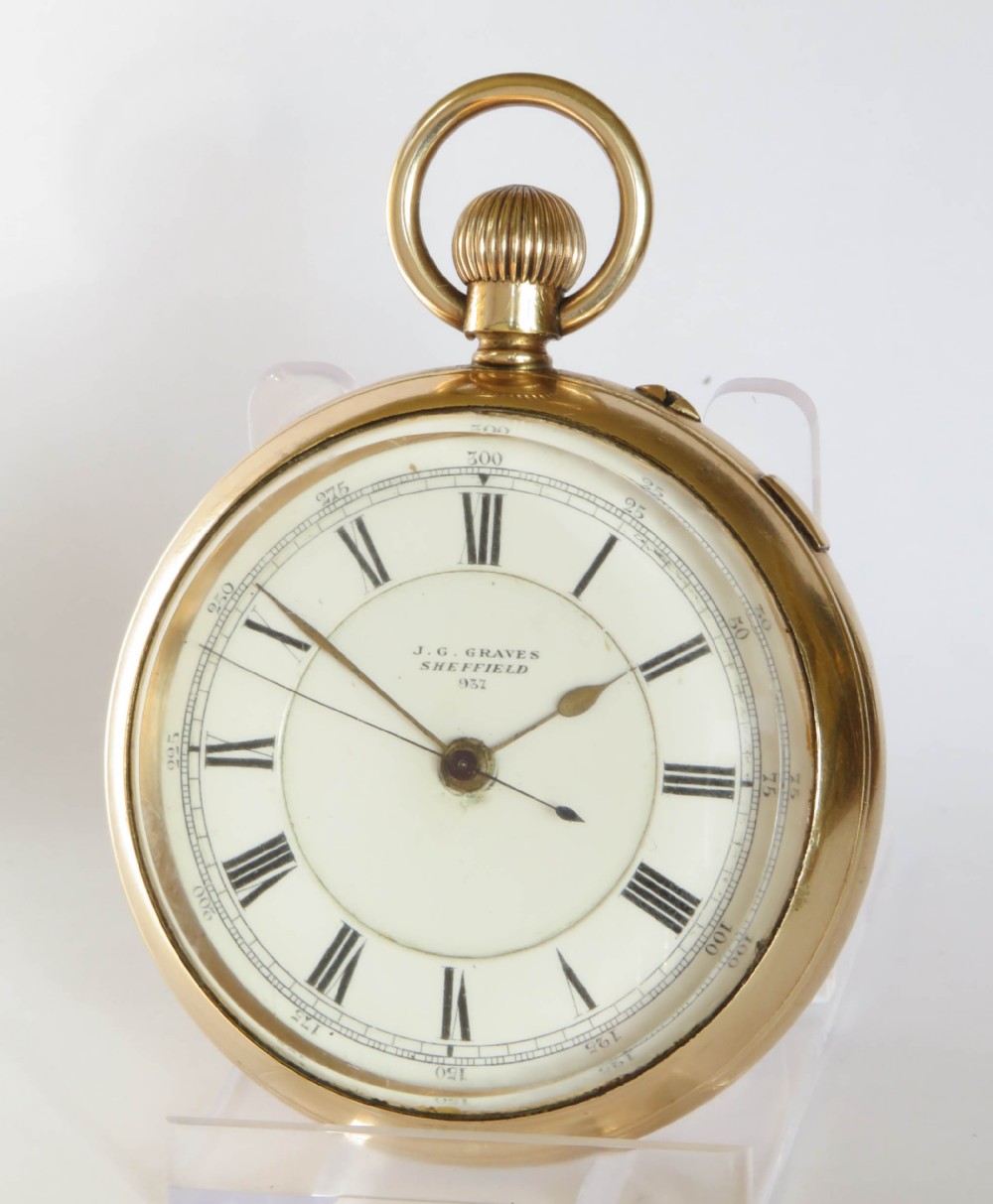 J G Graves centre seconds chrono pocket watch, c1900