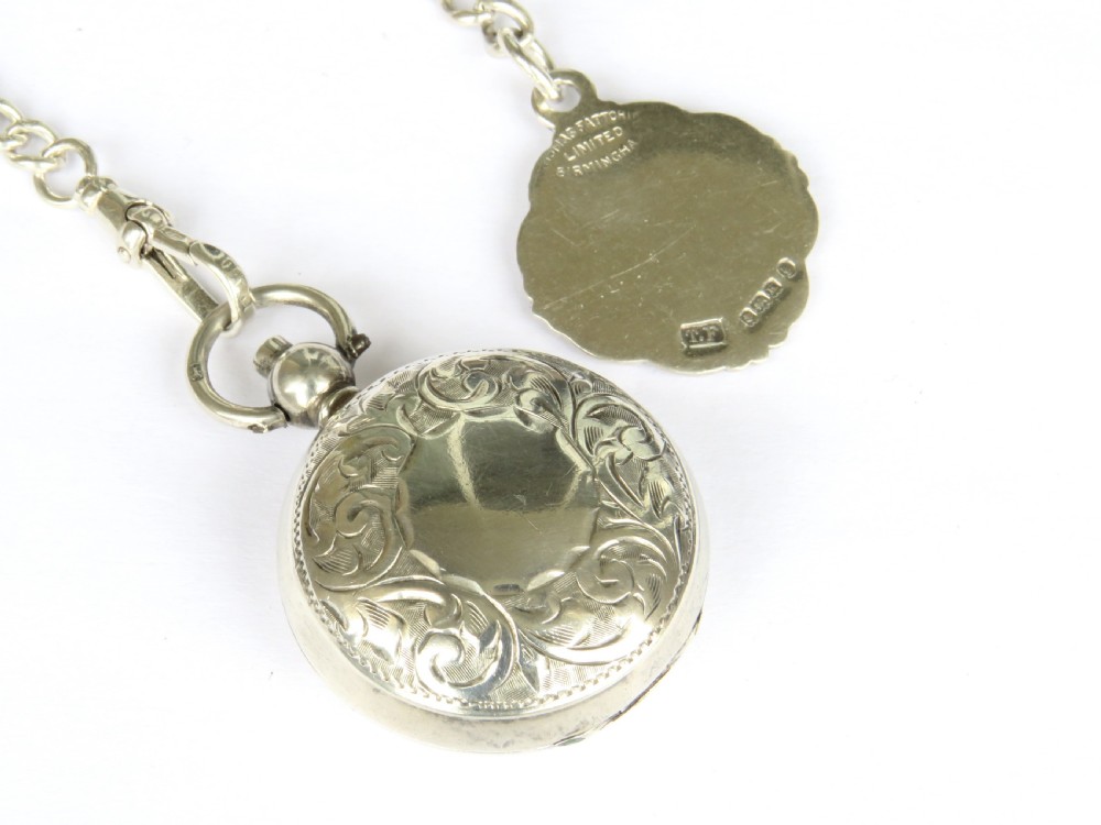 Antique silver watch chain and sovereign holder View III