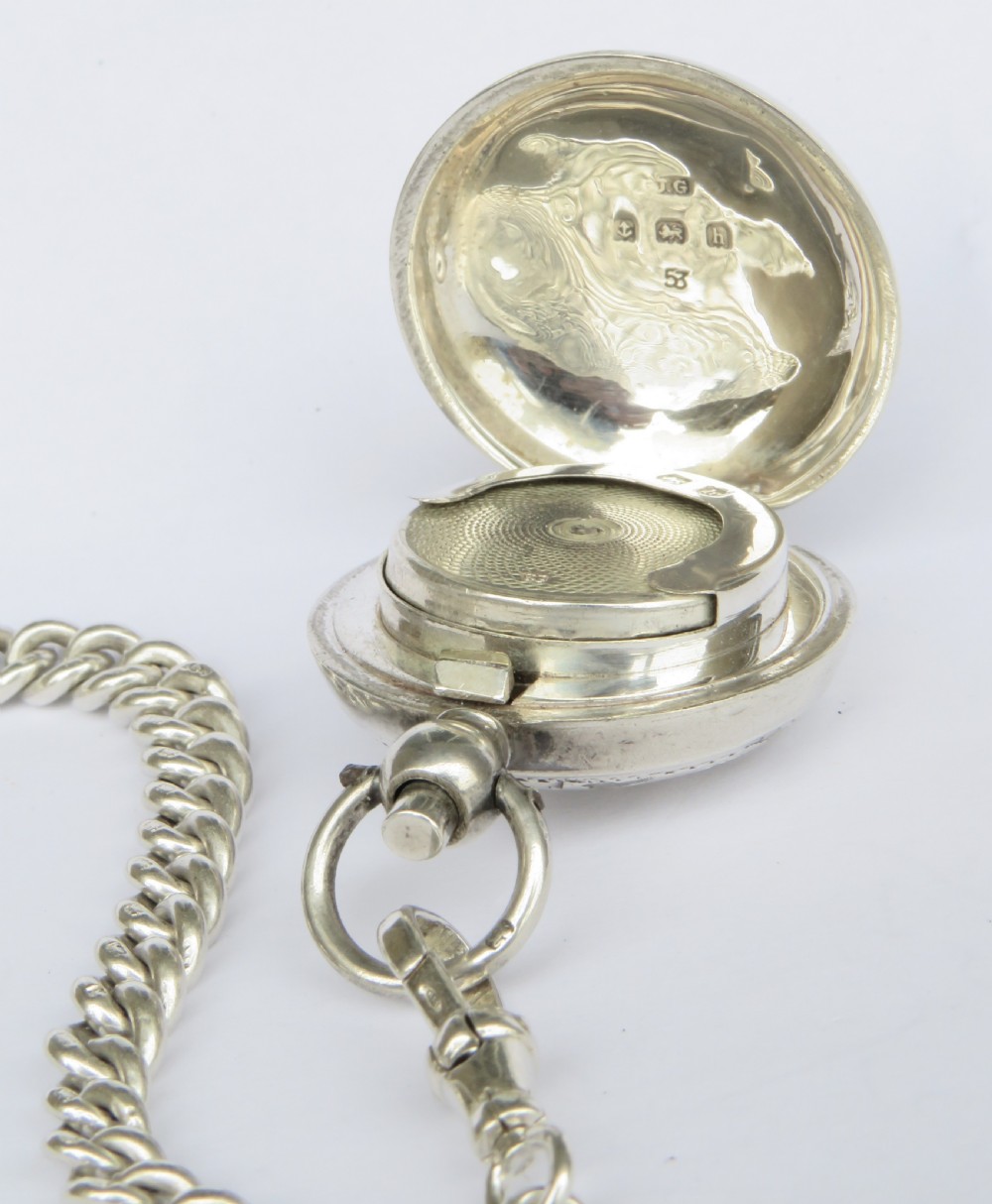 Antique silver watch chain and sovereign holder View IV