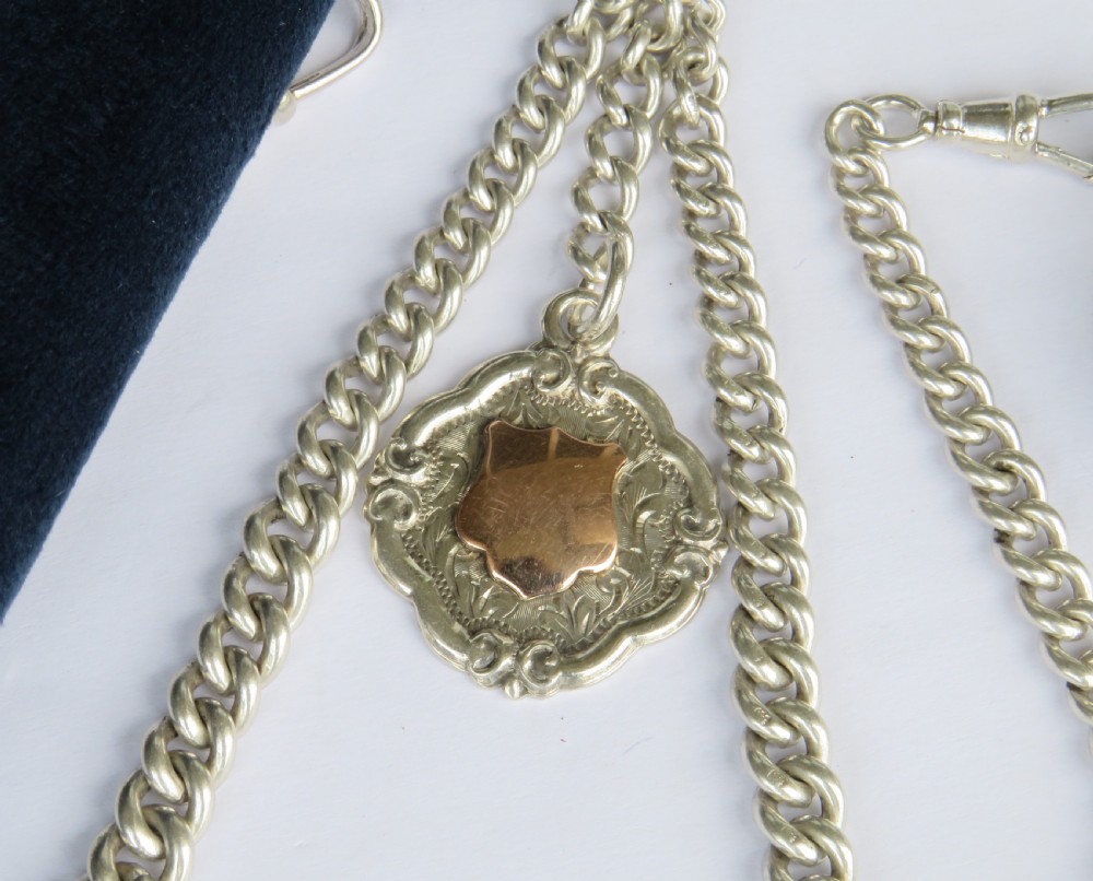 Antique silver watch chain and sovereign holder View V