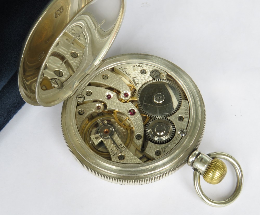 Antique silver Electa pocket watch, 1928 View IV