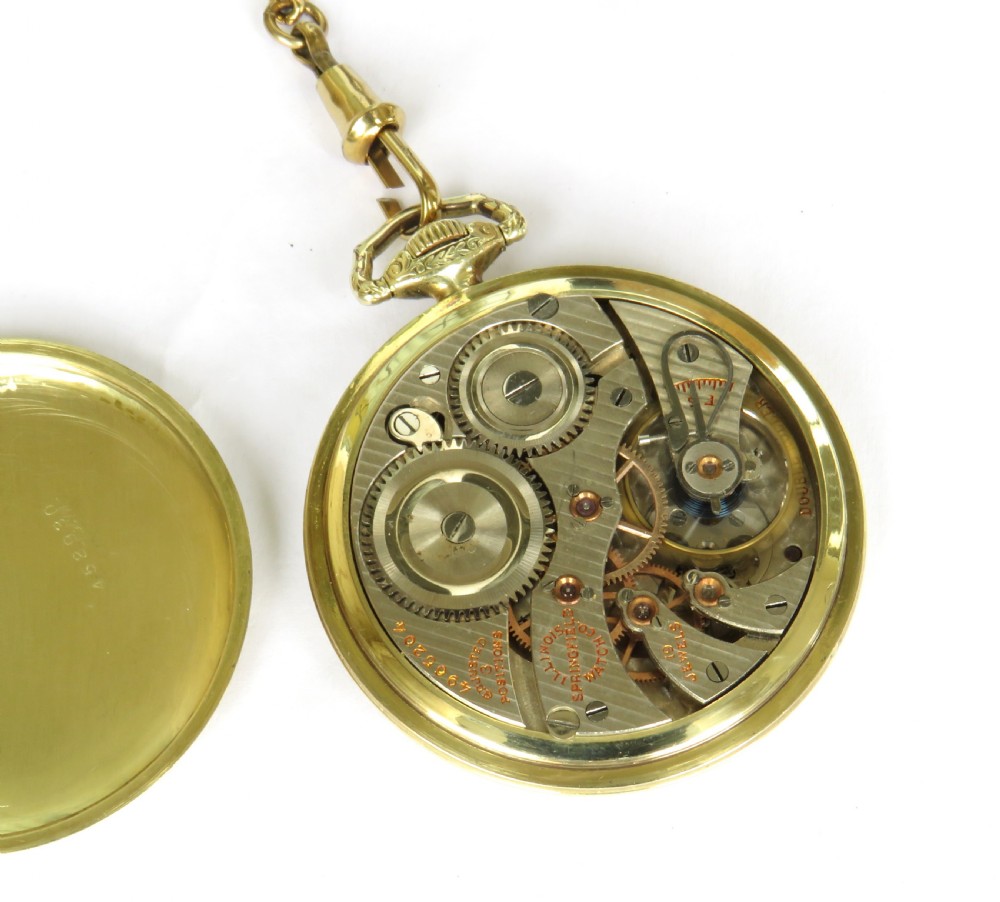 Antique 1927 Illinois pocket watch and chain View III