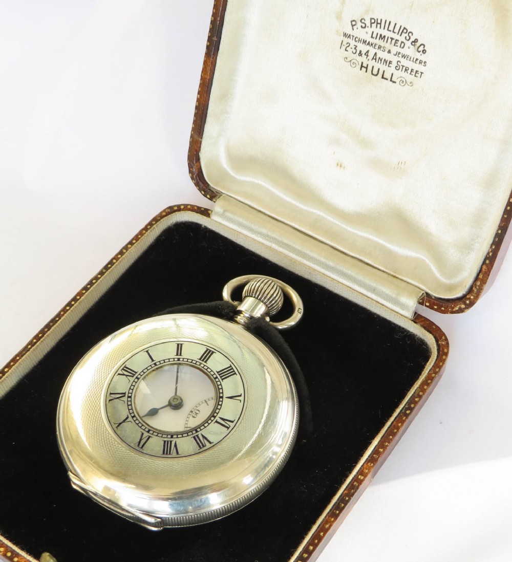 Antique silver Syren half hunter pocket watch, 1920