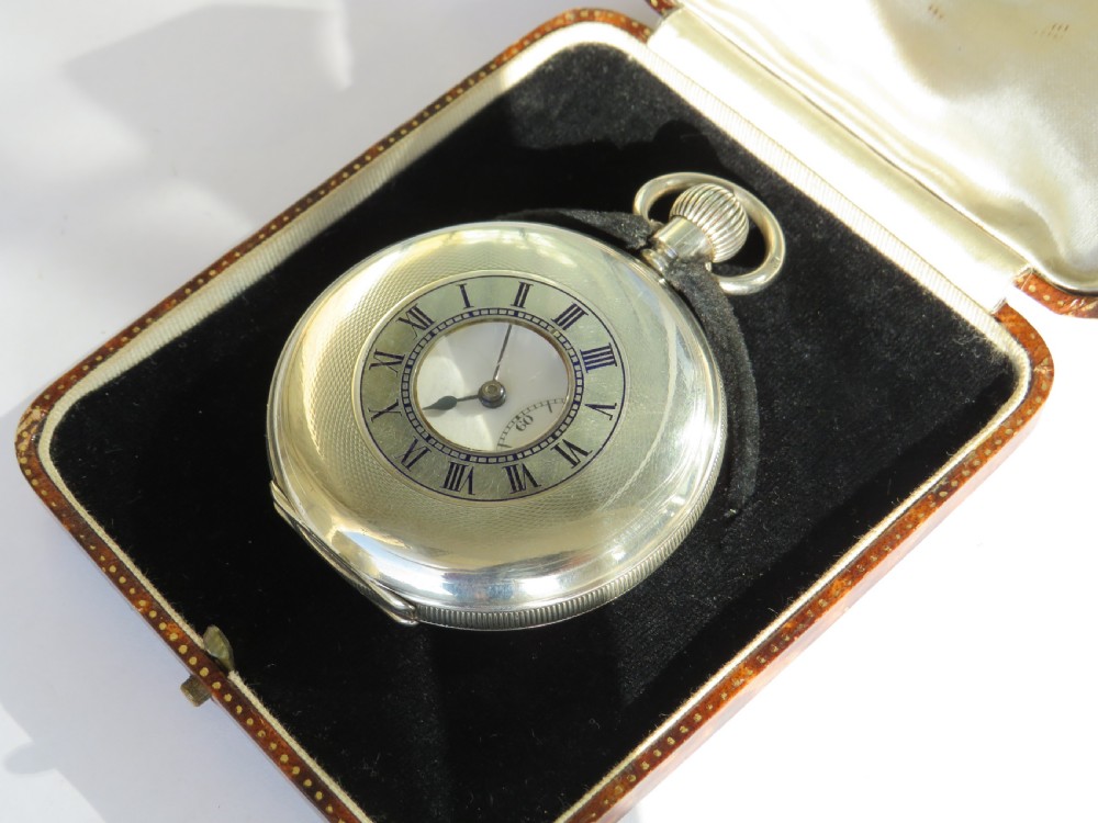 Antique silver Syren half hunter pocket watch, 1920 View II
