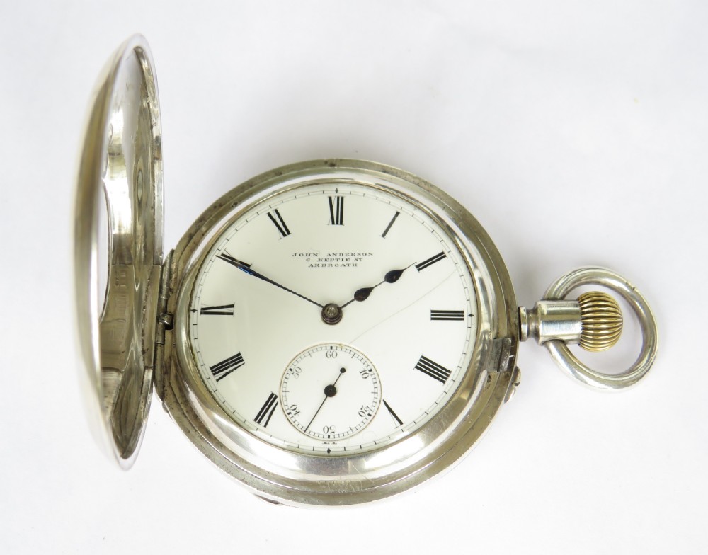 Antique silver half hunter pocket watch, Arbroath View II