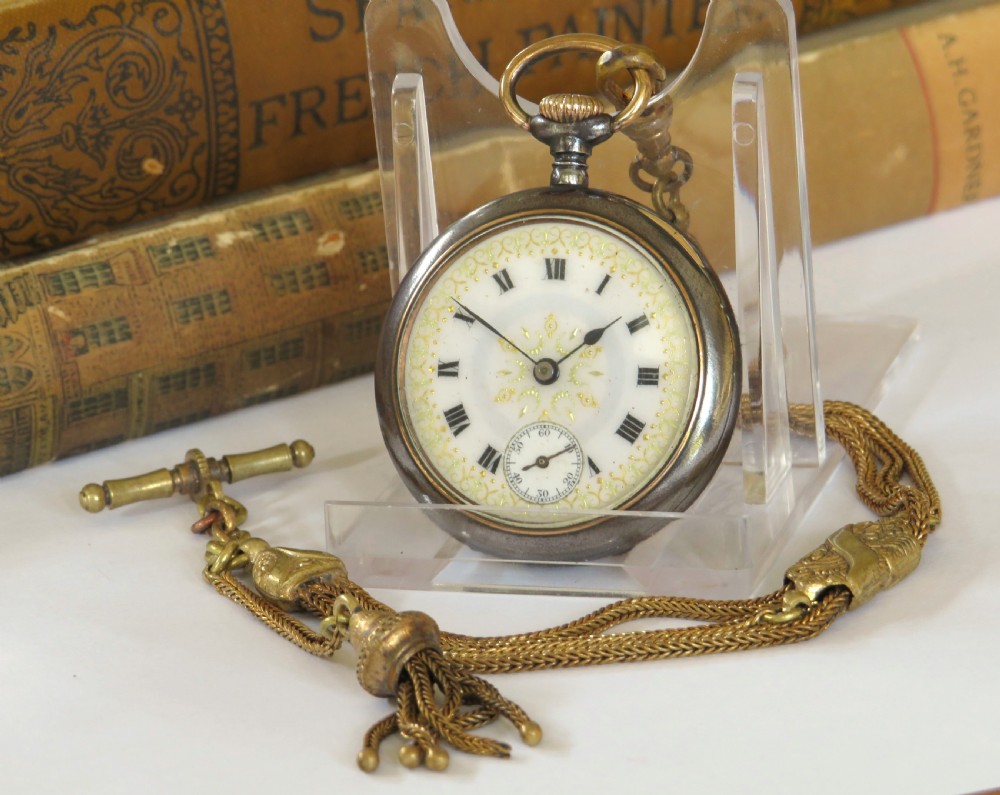 Antique Omega fob watch and chain, c1910