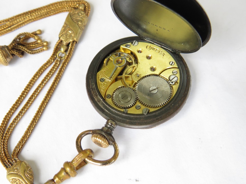 Antique Omega fob watch and chain, c1910 View IV