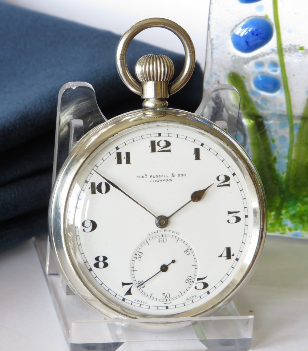 Silver Thomas Russell pocket watch, 1937 View II