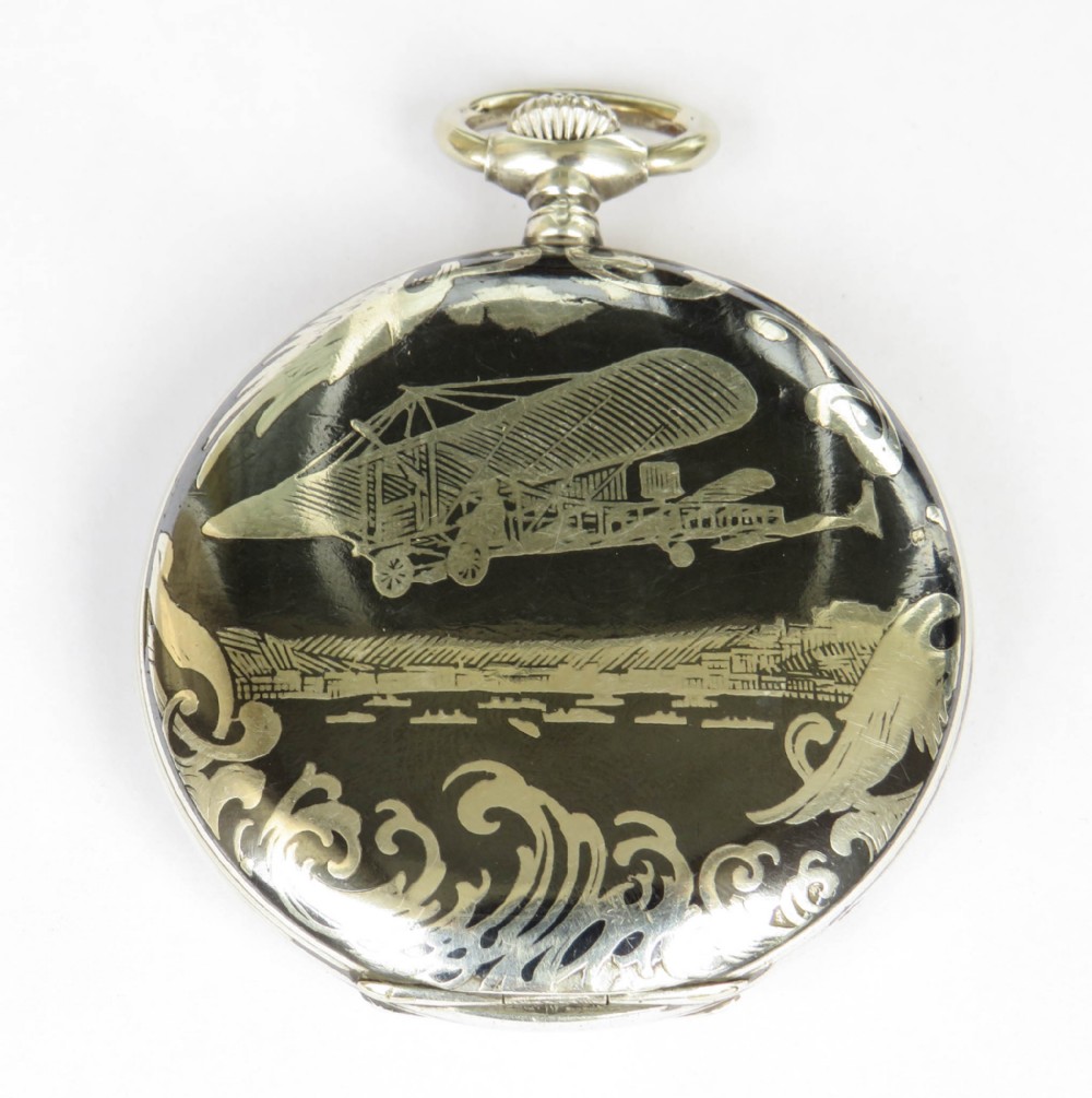 Antique niello pocket watch by Rigi